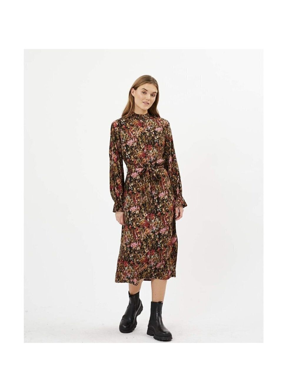 Minimum Chalotthea Women Abstract Floral Print Long Sleeve Maxi Dress Si…